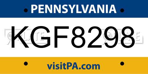 KGF8298 Pennsylvania License Plate