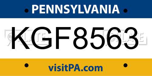 KGF8563 Pennsylvania License Plate