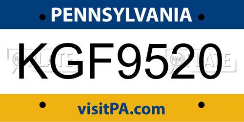 KGF9520 Pennsylvania License Plate