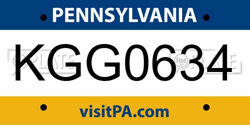 KGG0634 Pennsylvania License Plate