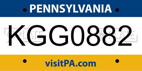 KGG0882 Pennsylvania License Plate