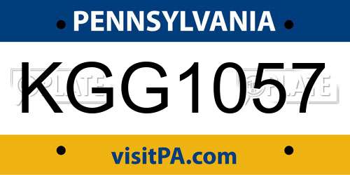 KGG1057 Pennsylvania License Plate