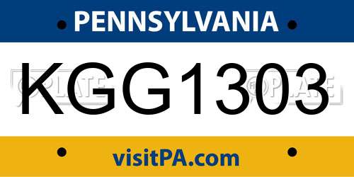 KGG1303 Pennsylvania License Plate