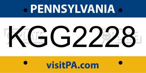 KGG2228 Pennsylvania License Plate