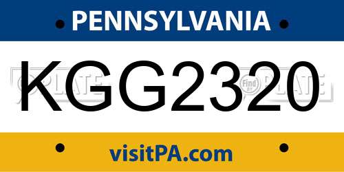 KGG2320 Pennsylvania License Plate