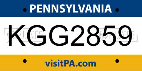 KGG2859 Pennsylvania License Plate