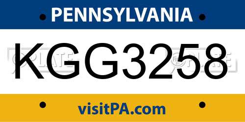 KGG3258 Pennsylvania License Plate