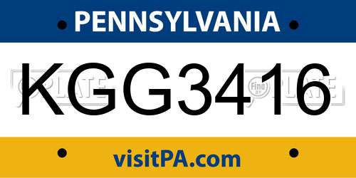 KGG3416 Pennsylvania License Plate