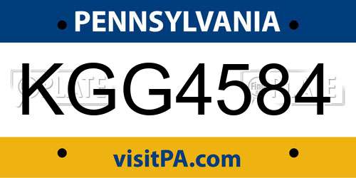 KGG4584 Pennsylvania License Plate