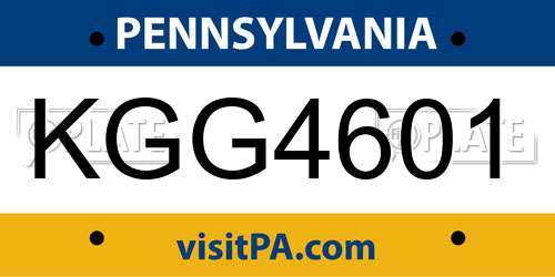 KGG4601 Pennsylvania License Plate