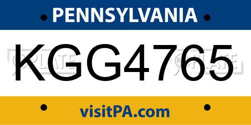 KGG4765 Pennsylvania License Plate