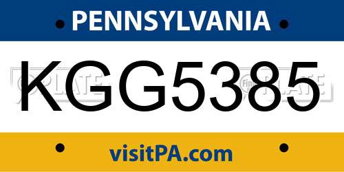KGG5385 Pennsylvania License Plate
