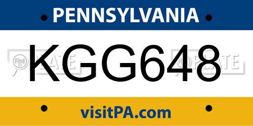 KGG648 Pennsylvania License Plate