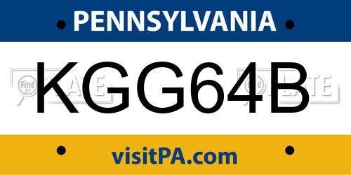 KGG64B Pennsylvania License Plate