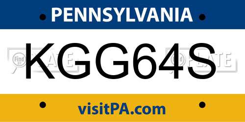 KGG64S Pennsylvania License Plate
