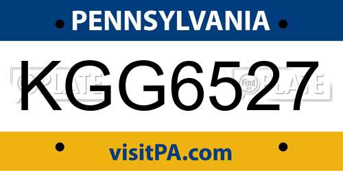 KGG6527 Pennsylvania License Plate