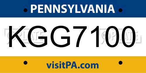 KGG7100 Pennsylvania License Plate