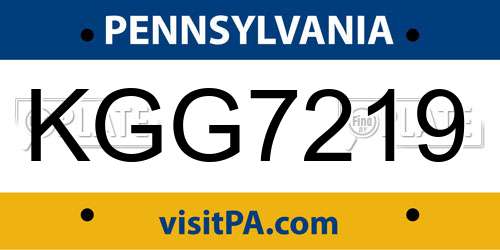 KGG7219 Pennsylvania License Plate