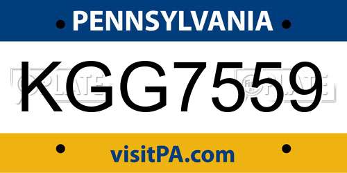 KGG7559 Pennsylvania License Plate