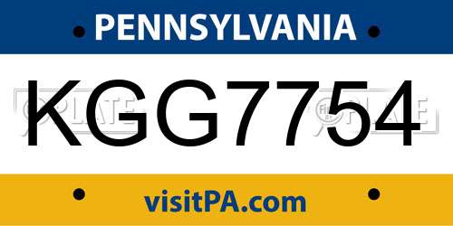 KGG7754 Pennsylvania License Plate