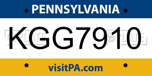 KGG7910 Pennsylvania License Plate
