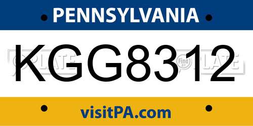 KGG8312 Pennsylvania License Plate