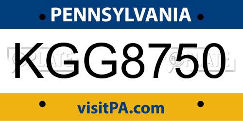 KGG8750 Pennsylvania License Plate