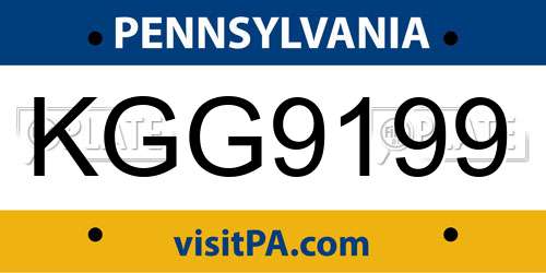 KGG9199 Pennsylvania License Plate