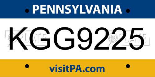 KGG9225 Pennsylvania License Plate