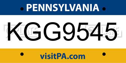 KGG9545 Pennsylvania License Plate
