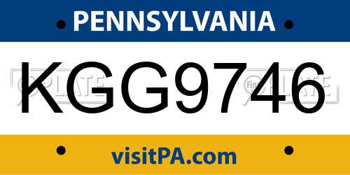 KGG9746 Pennsylvania License Plate