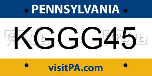 KGGG45 Pennsylvania License Plate