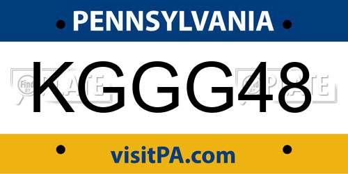 KGGG48 Pennsylvania License Plate