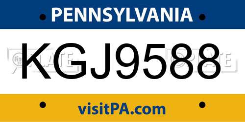 KGJ9588 Pennsylvania License Plate