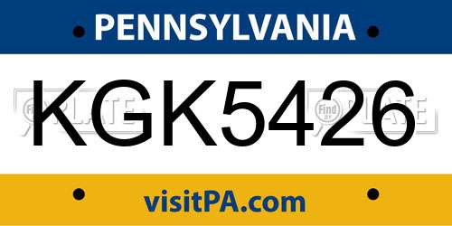 KGK5426 Pennsylvania License Plate