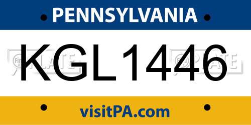 KGL1446 Pennsylvania License Plate
