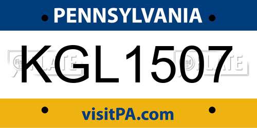 KGL1507 Pennsylvania License Plate