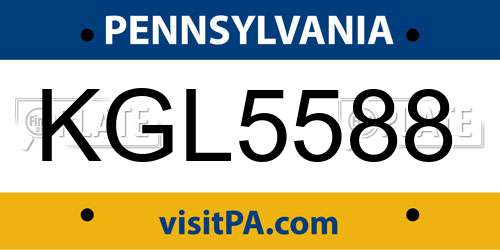KGL5588 Pennsylvania License Plate