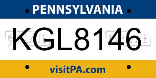 KGL8146 Pennsylvania License Plate