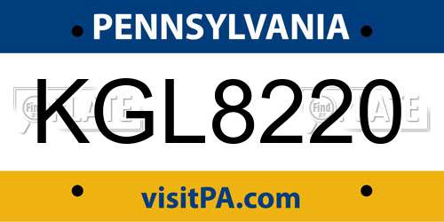 KGL8220 Pennsylvania License Plate