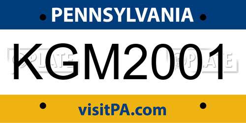 KGM2001 Pennsylvania License Plate