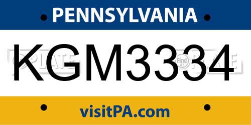 KGM3334 Pennsylvania License Plate