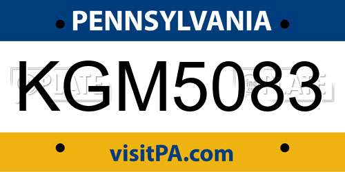 KGM5083 Pennsylvania License Plate