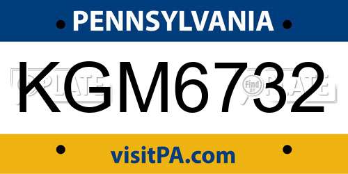 KGM6732 Pennsylvania License Plate