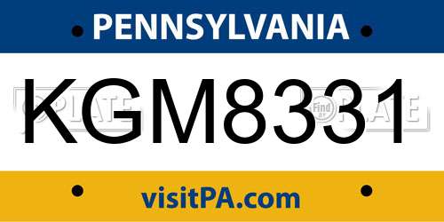 KGM8331 Pennsylvania License Plate
