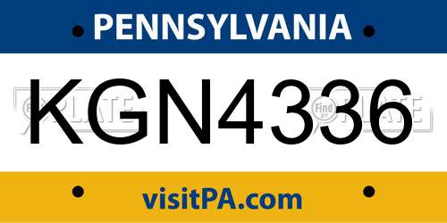 KGN4336 Pennsylvania License Plate