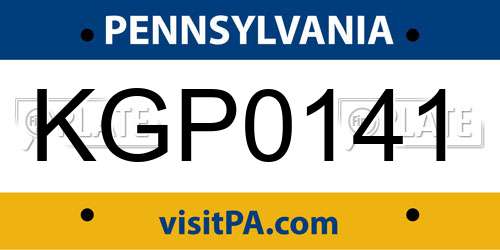 KGP0141 Pennsylvania License Plate