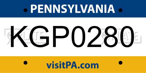 KGP0280 Pennsylvania License Plate