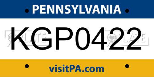 KGP0422 Pennsylvania License Plate