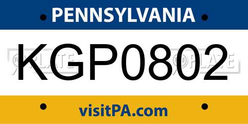 KGP0802 Pennsylvania License Plate